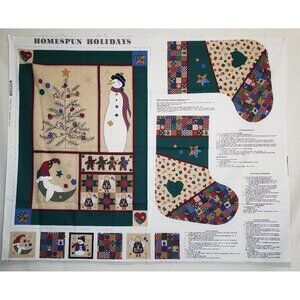 Cranston Collections Homespun Holidays fabric panel stocking ornaments Xmas
